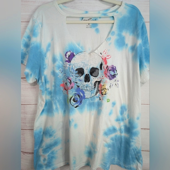 torrid Tops - Euc Torrid Love Sick tie dye skull 💀☠️💀 t-shirt 👕 size 2